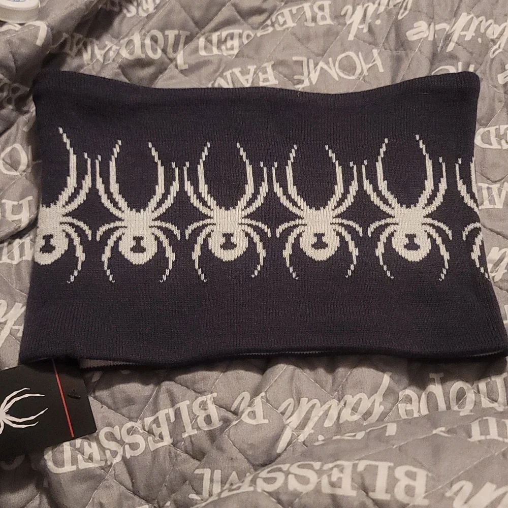 SPYDER REVERSIBLE JACQUARD LOGO GAITOR: GRAY/WHITE: NWT